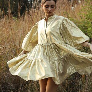 NWT Mille Lola Dress – Metallic Gold, Size Small ($280 Retail)